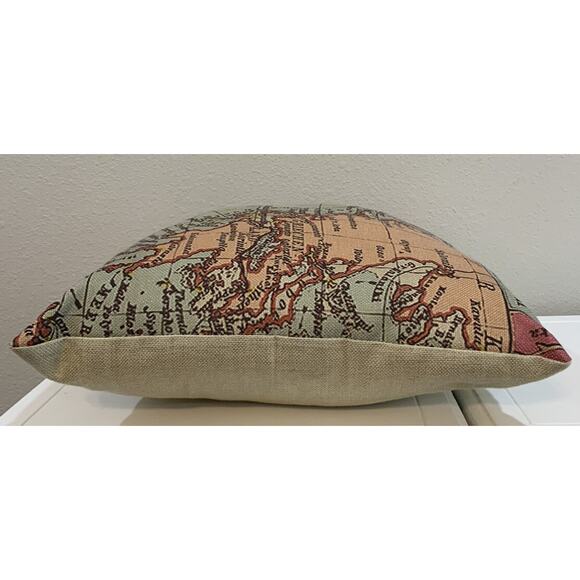 Old World Map Italy Greece Mediterranean Sea Compass Throw Pillow 17” X 17” - Picture 7 of 8